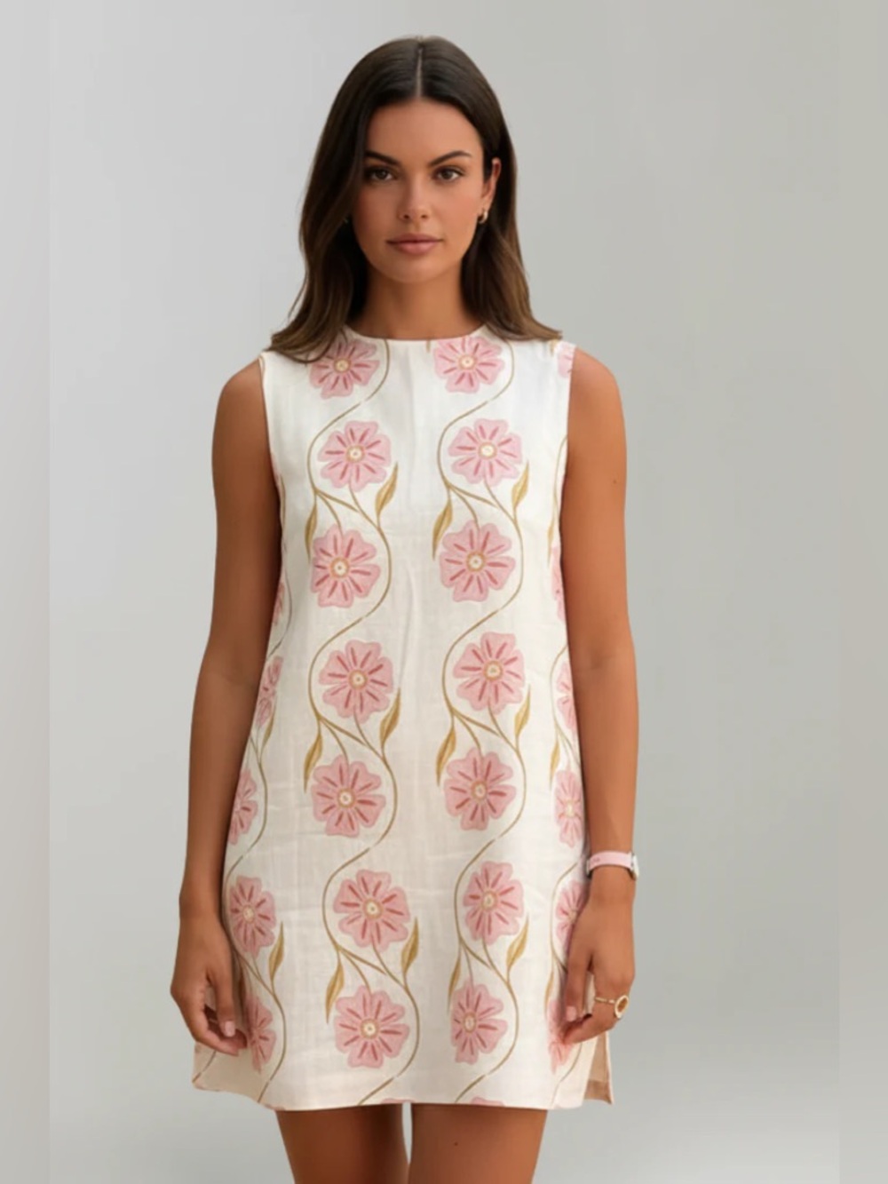 COMMENSE Romantic Print Sleveeless Short Dress